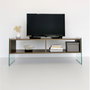 Hanah Home TV404 Soporte de TV Nogal con Cristal Templado